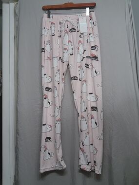 YUNA Pink Cat Print Lounge Pants